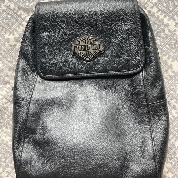 Harley-Davidson black leather backpack purse